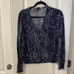 Ann Taylor Blue Long Sleeve Cardigan